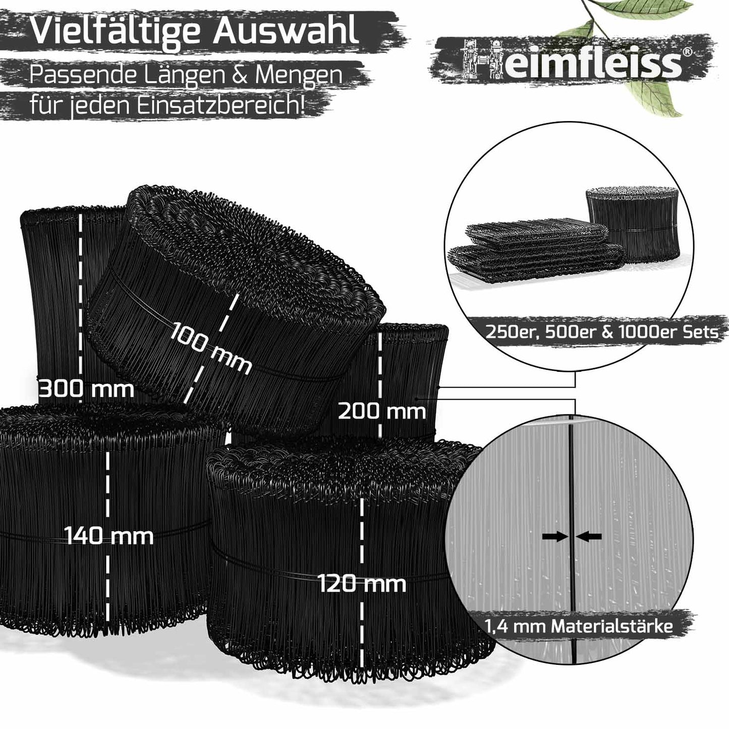 Ösendraht - schwarz ummantelt - einfach geschlauft