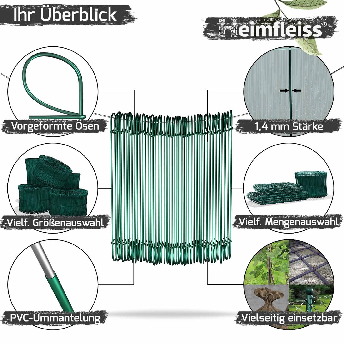 Ösendraht - grün ummantelt - einfach geschlauft