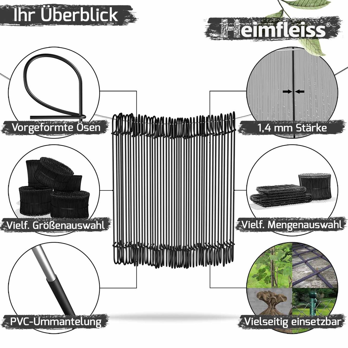 Ösendraht - schwarz ummantelt - einfach geschlauft