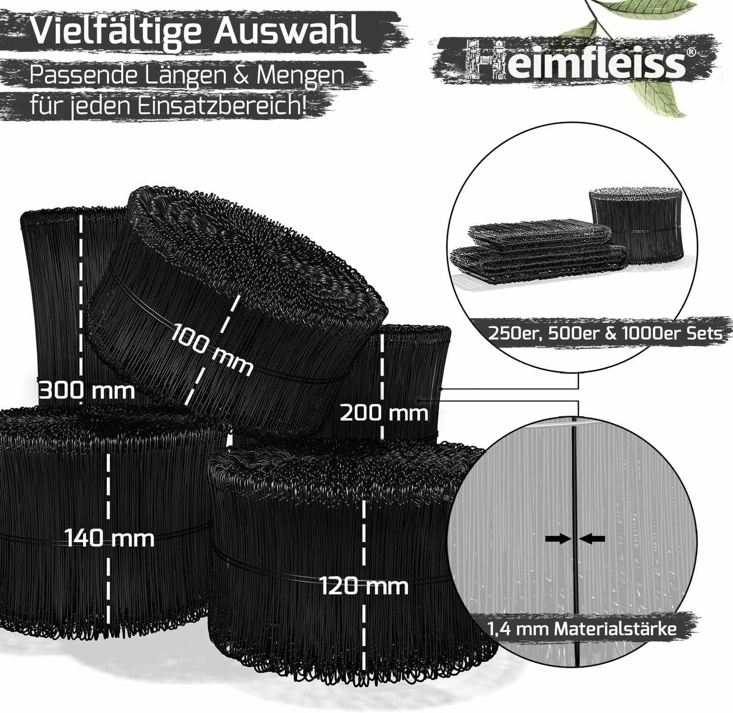 Ösendraht - schwarz ummantelt - einfach geschlauft