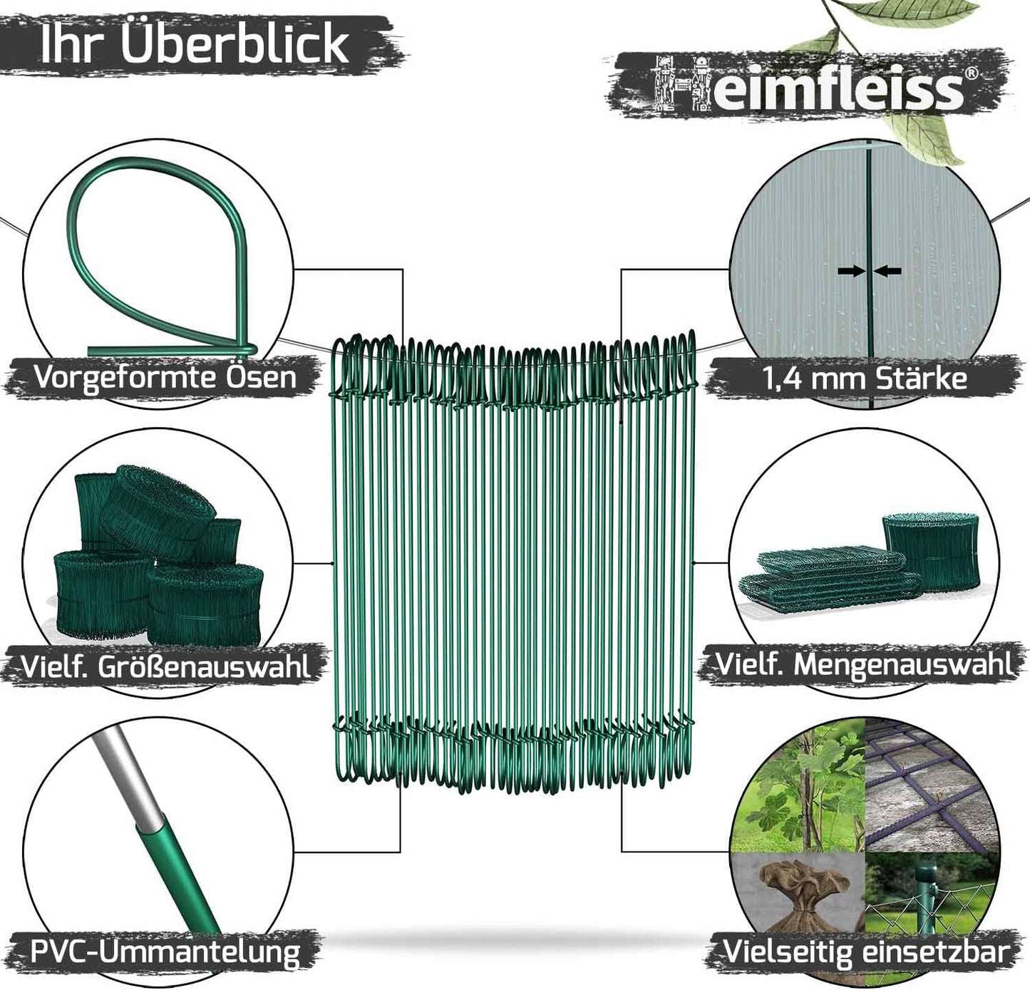 Ösendraht - grün ummantelt - einfach geschlauft