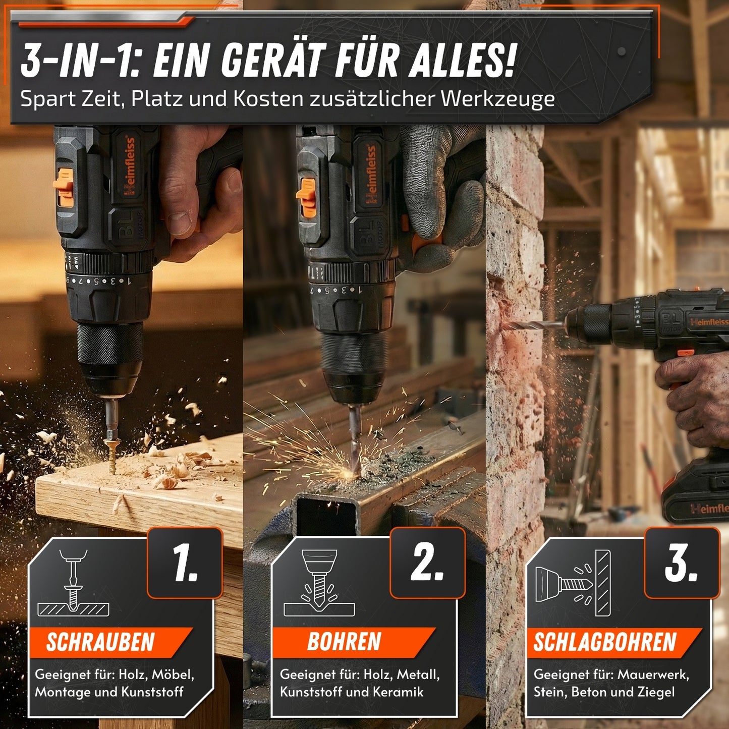 Akku Bohrschrauber Set mit 2 Akkus + Ladegerät