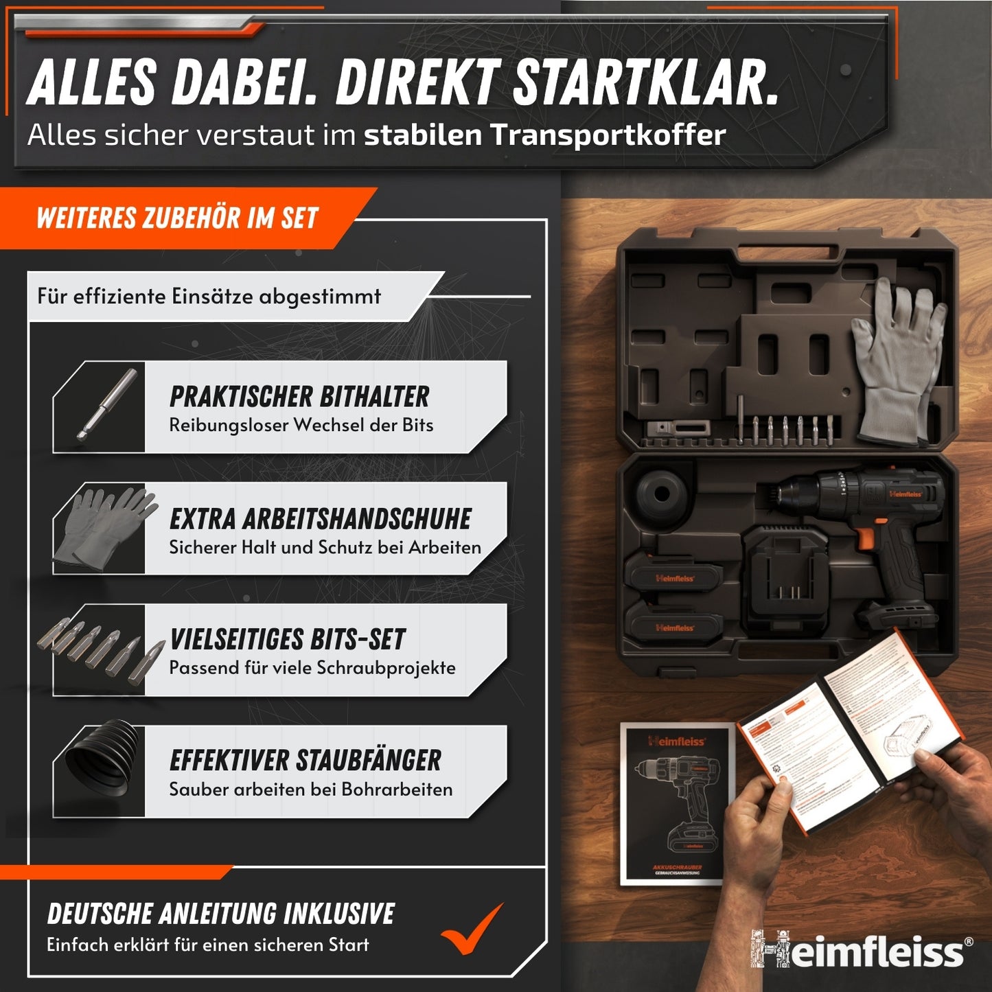 Akku Bohrschrauber Set mit 2 Akkus + Ladegerät