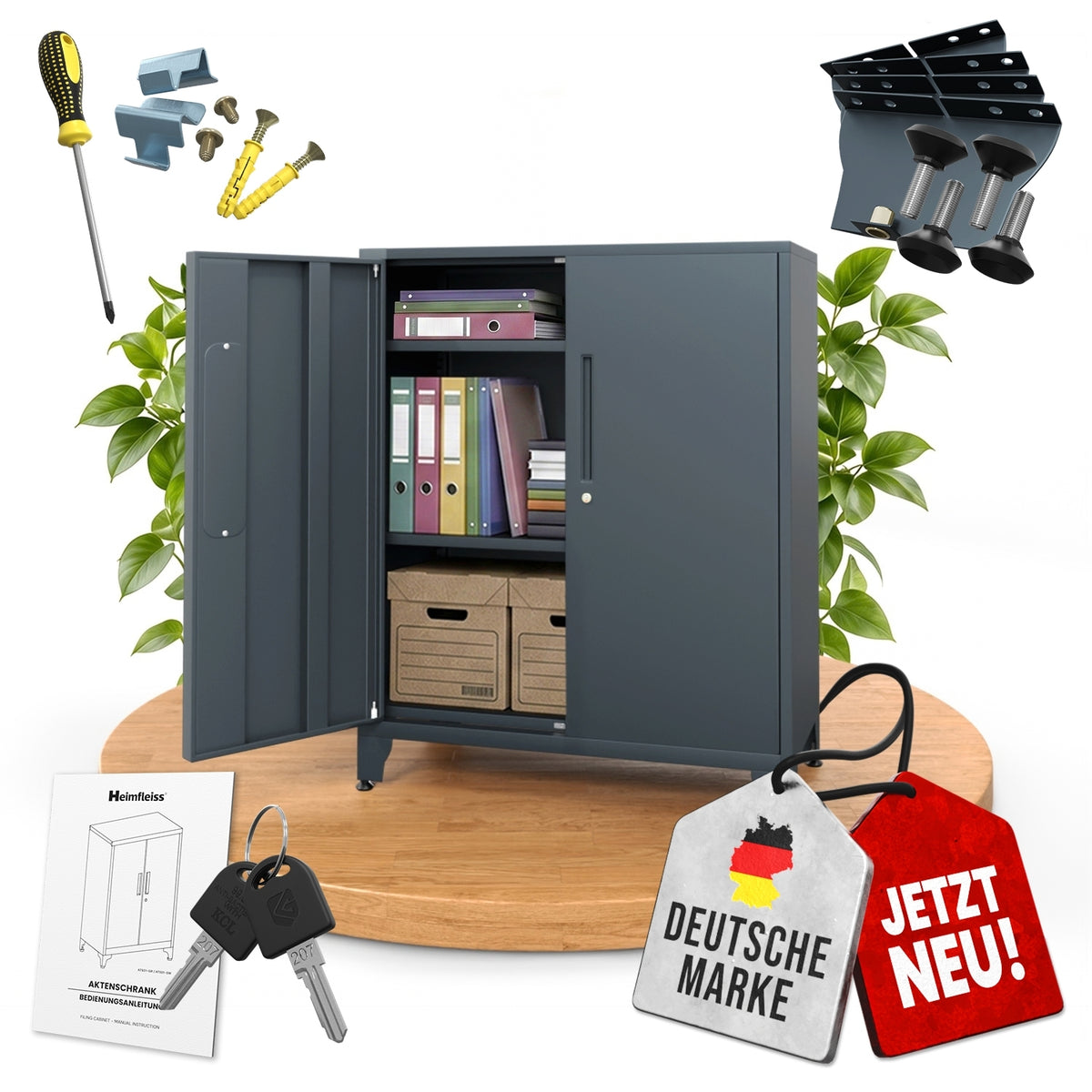 Aktenschrank Grau 40 x 80 x 90 cm – Ansicht 1 [ATS01-GR-FBM]