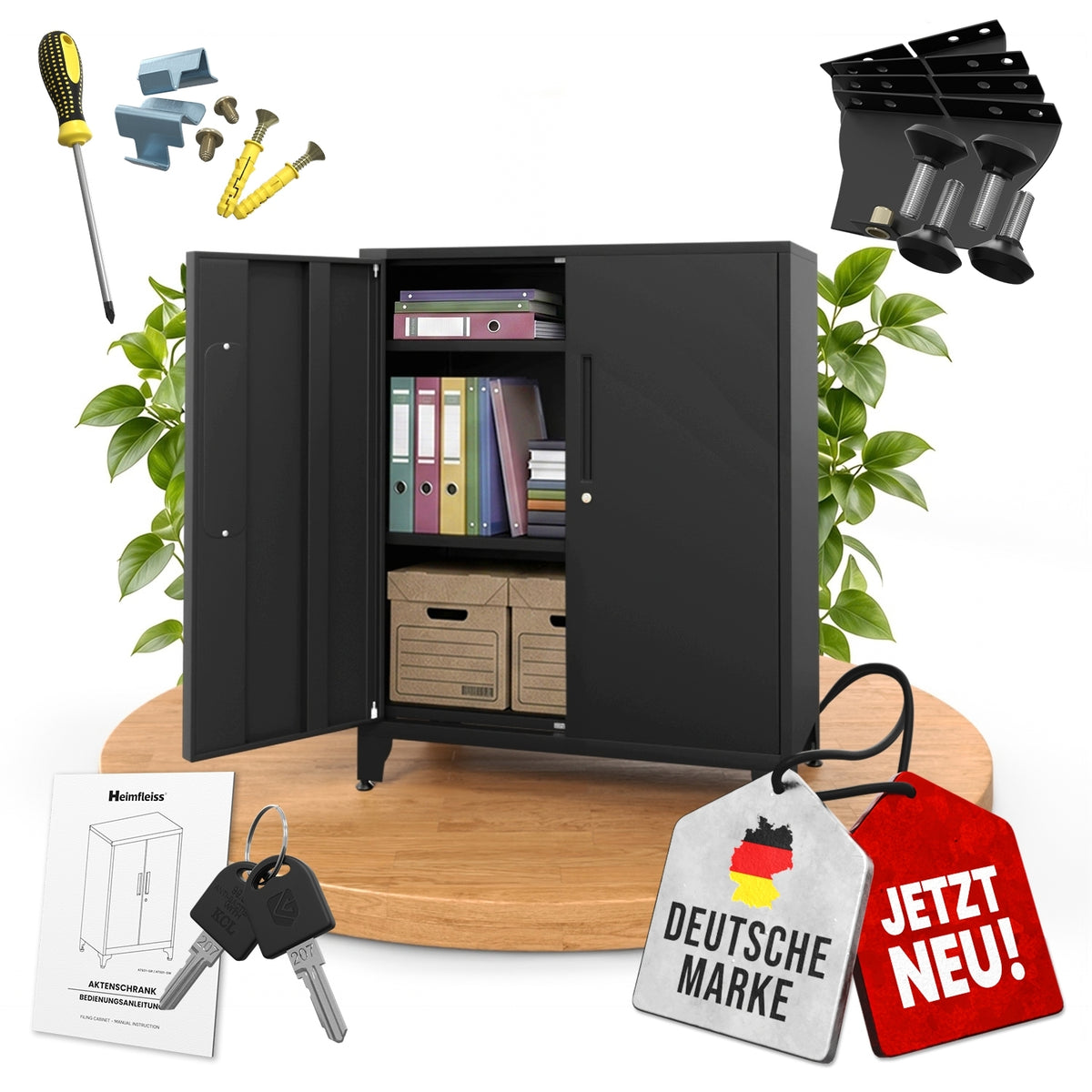 Aktenschrank Schwarz 40 x 80 x 90 cm – Ansicht 1 [ATS01-SW-FBM]