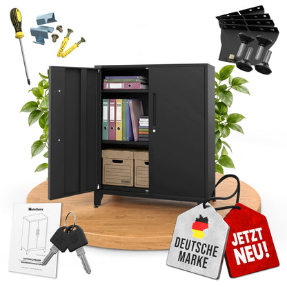 Aktenschrank Schwarz 40 x 80 x 90 cm – Ansicht 1 [ATS01-SW-FBM]