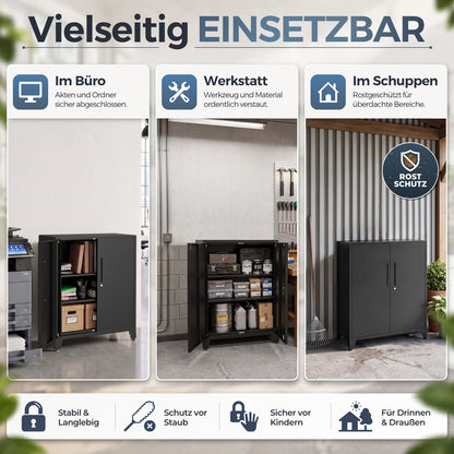 Aktenschrank Schwarz 40 x 80 x 90 cm – Ansicht 3 [ATS01-SW-FBM]