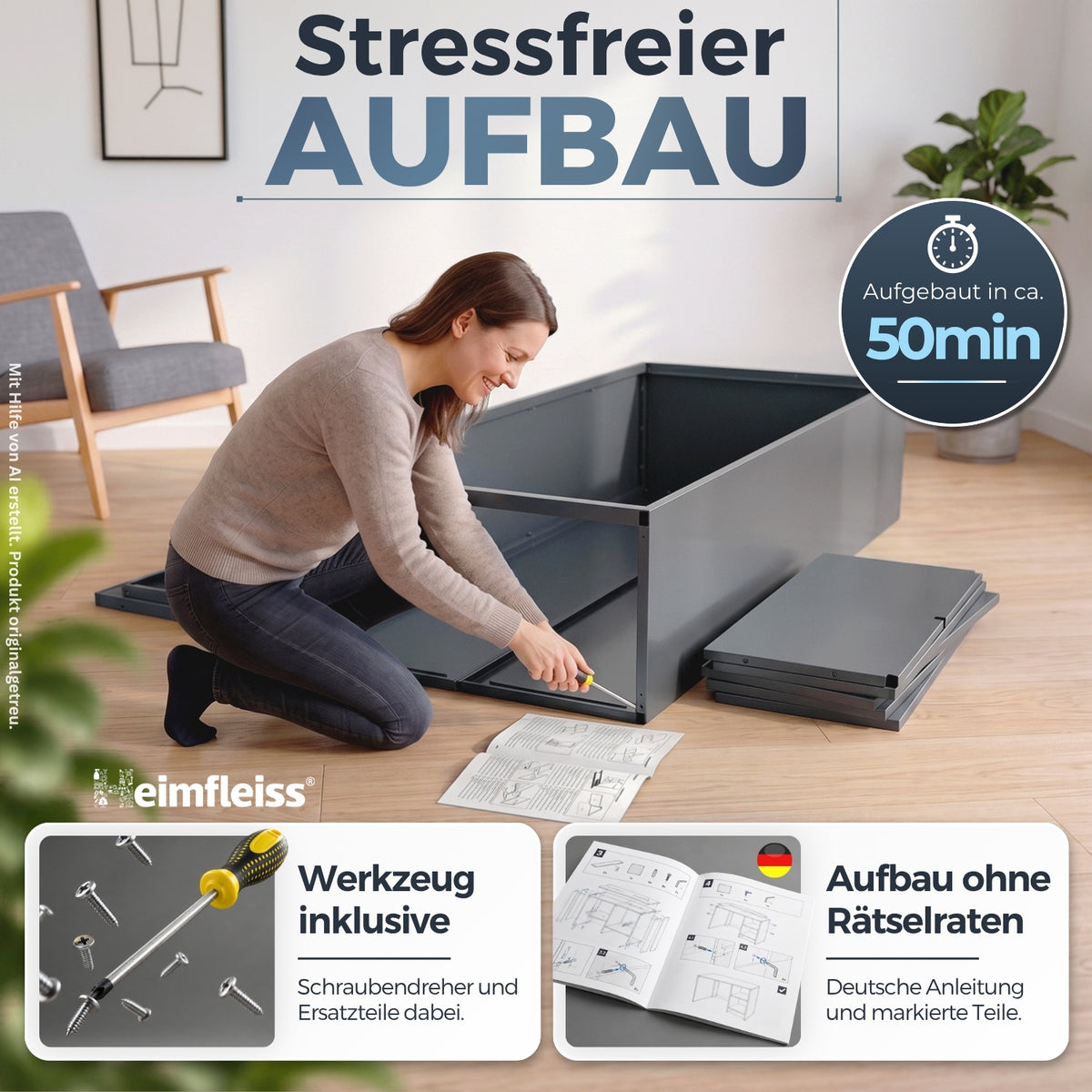 Aktenschrank Grau 40 x 80 x 180 cm – Ansicht 4 [ATS02-GR-FBM]