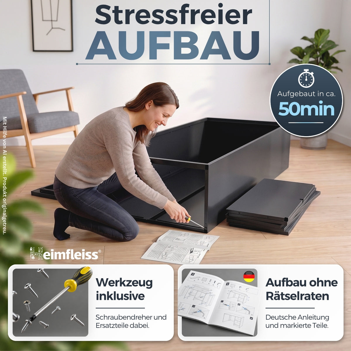 Aktenschrank Schwarz 40 x 80 x 180 cm – Ansicht 4 [ATS02-SW-FBM]