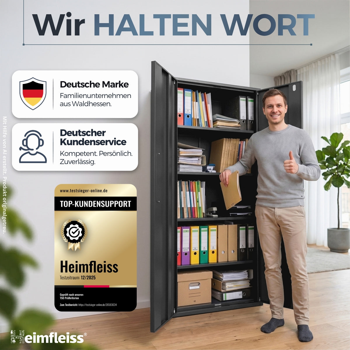 Aktenschrank Schwarz 40 x 80 x 180 cm – Ansicht 7 [ATS02-SW-FBM]