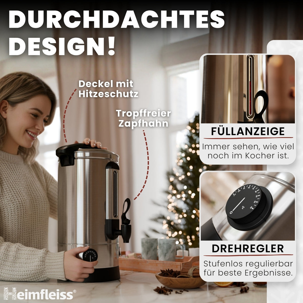 Glühweinkocher Edelstahl 10L