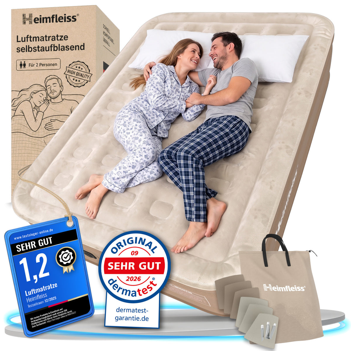 Luftbett mit Pumpe | Gästebett aufblasbar 2 Personen