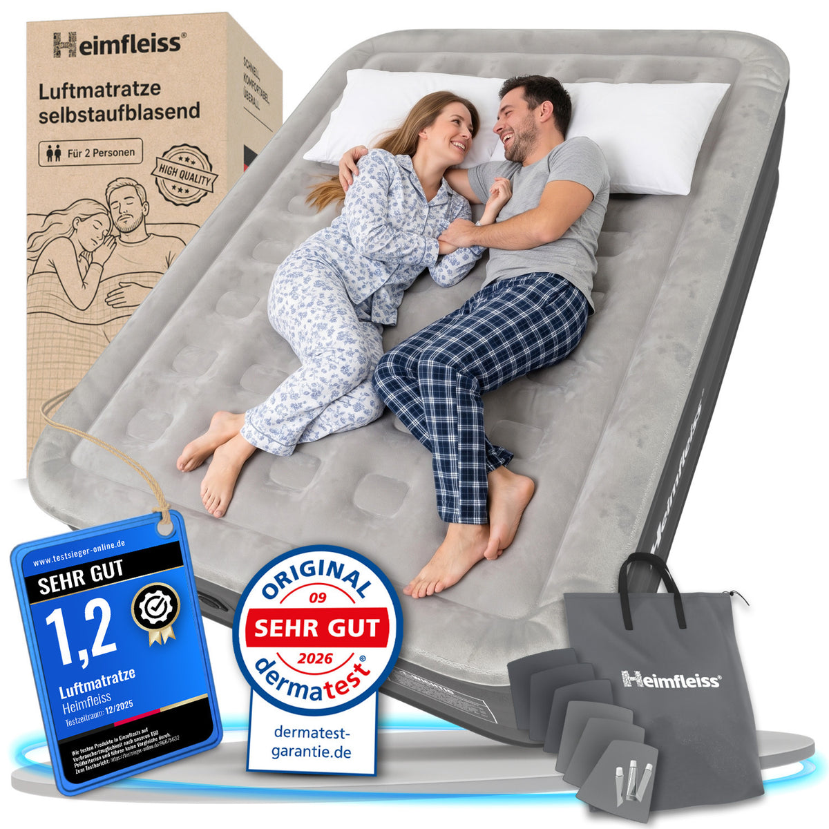 Luftbett mit Pumpe | Gästebett aufblasbar 2 Personen