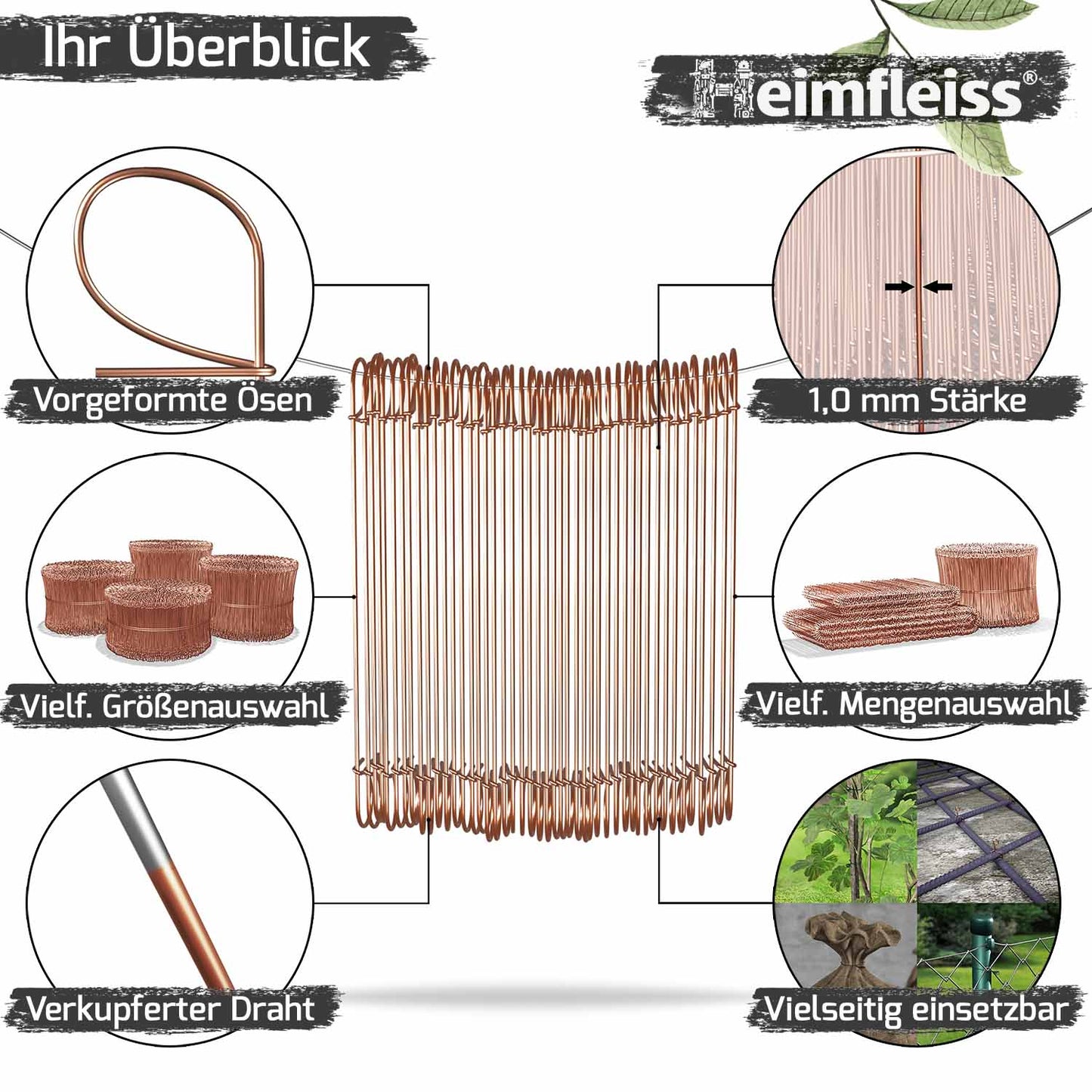 Ösendraht - verkupfert - einfach geschlauft